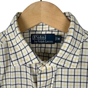 Polo by Ralph Lauren Mens M Plaid Yellow Checkered Button Down Shirt Cotton